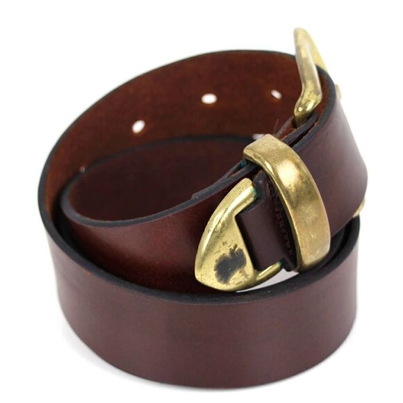 VTG BROWN GENUINE LEATHER 1 3/8"Wd CASUAL DRESS WOMEN'S BELT Sz M (X62 - Picture 5 of 11